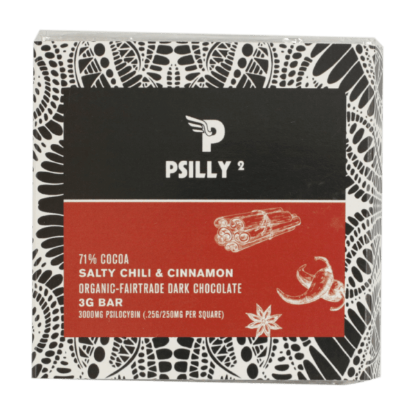 Psilly - Salty Chili & Cinnamon - Organic - Fairtrade Dark Chocolate - 3G Bar
